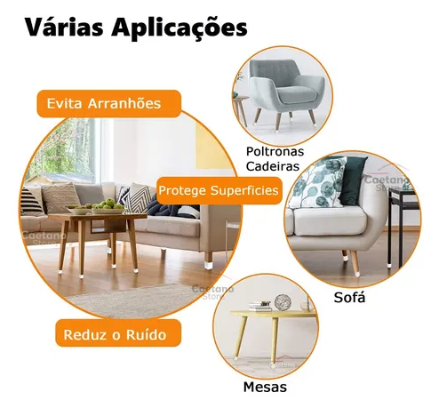 Protetor de Silicone para Pés de Cadeira Decaza - Compre 8 Leve 16