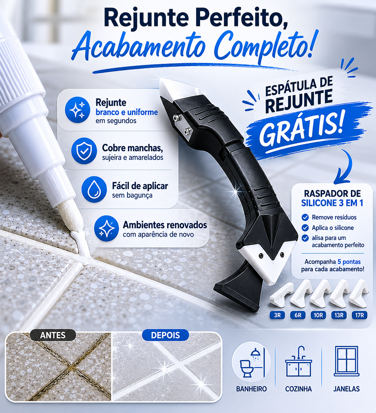 Caneta de Rejunte Reparadora Permanente - OFERTA ÚNICA!