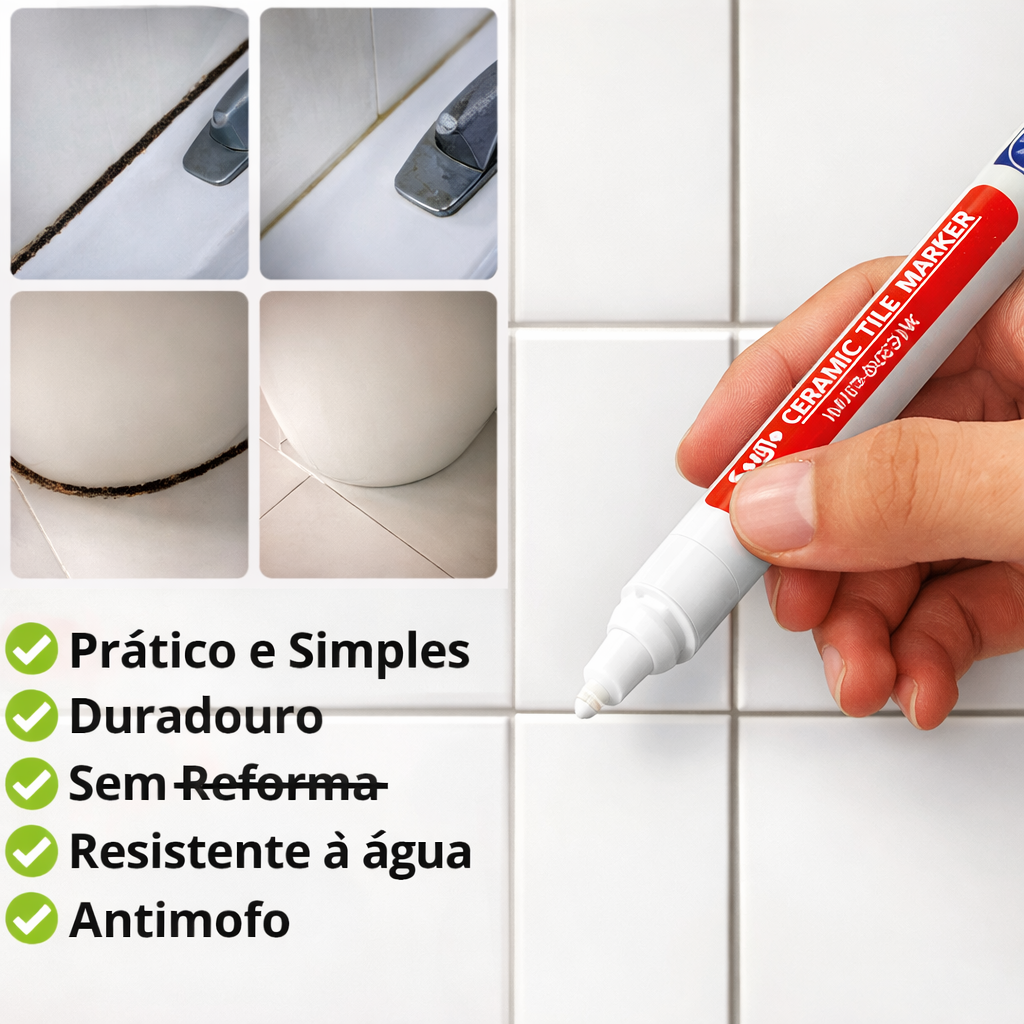 Caneta de Rejunte Reparadora Permanente Branco - (ÚLTIMAS UNIDADES!)