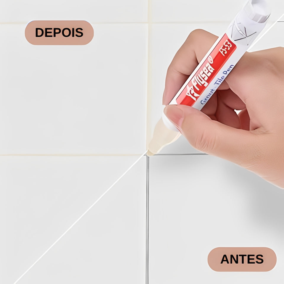 Caneta Mágica de Rejunte Permanente Anti-Mofo Decaza - Bege e Cinza