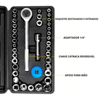 Kit De Ferramentas 40/46 Peças Jogo De Soquetes Chave Catraca Reversível Com Maleta Jogo De Ferramentas Completo