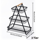 Fruteira De Mesa Organizador De Frutas Cesto Metal Aramado Multiuso Frutas Legumes Luxo Premium 2 - 3 Andares