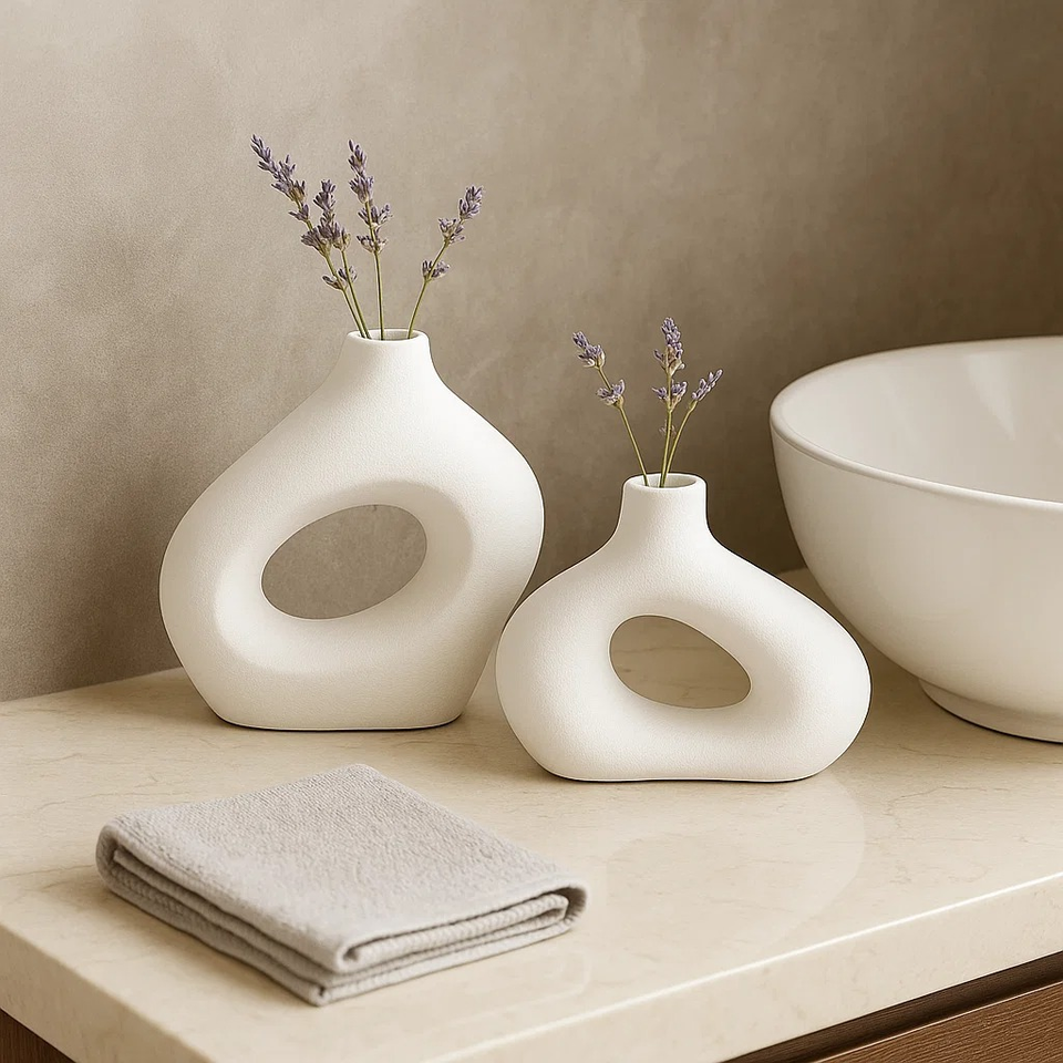 Kit Vaso Minimalista Decorativo Boho Bohochic Rustico Moderno Escritorio Escultura 2pçs