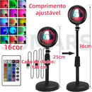 Lâmpada Pôr do Sol com Controle Remoto Luz Noturna USB 16 Cores Ajustáveis para Decoração de Quarto