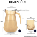 Conjunto de 1 Jarra de Vidro Âmbar com Tampa e 6 Copos – 7 Peças – Design Sofisticado e Resistente