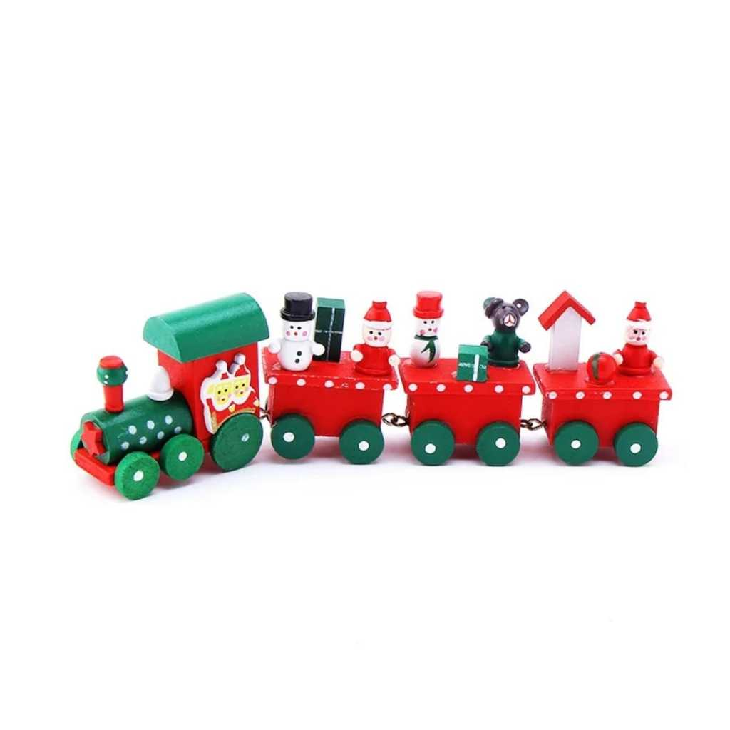 Enfeite de Natal Trenzinho De Madeira Decorativo Presentes Decoração Natalino Brinquedo Papai Noel