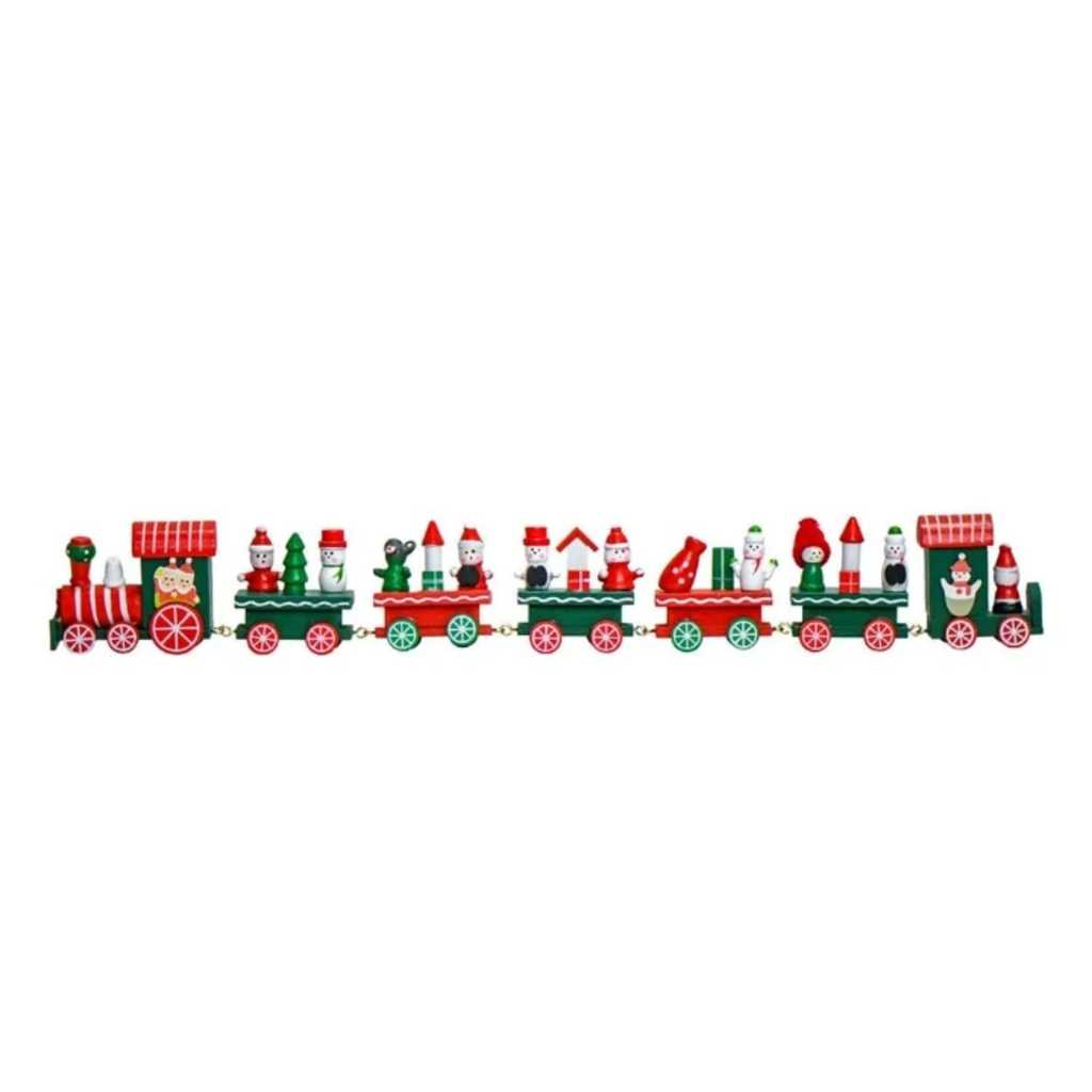 Enfeite de Natal Trenzinho De Madeira Decorativo Presentes Decoração Natalino Brinquedo Papai Noel