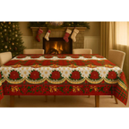 Toalha de Mesa Natalina 4/6/8/10 Lugares Estampada Decorativa Mesa Posta Festa Natal Reforçada