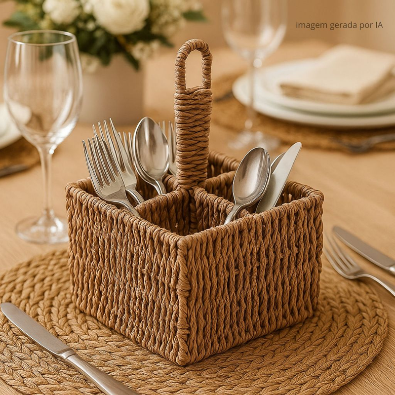 Porta Talheres Wolff de Sisal 15cm x 20cm