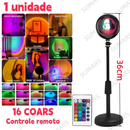 Lâmpada Pôr do Sol com Controle Remoto Luz Noturna USB 16 Cores Ajustáveis
