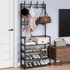Arara 4/5 Andar Sapateira Organizadora Cabideiro Suporte Multiuso Sapato Tenis Roupa Quarto Armários