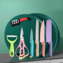 Kit Tábua Premuim Com Kit 6 Pecas de Facas de Corte Antibacteriana À Prova De Mofo 30cm