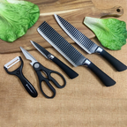 Kit 6 Peças Conjunto de Faca Carne Cutelo Legumes Aço Carbono Descascador Tesoura Profissional