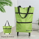 bolsa de compras dobrável com rodas para feira