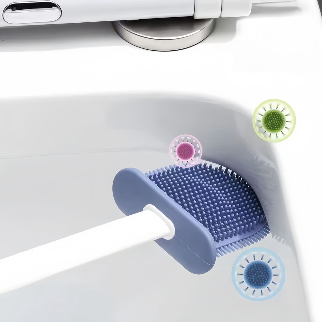 2 em 1 Escova de Silicone para Vaso Sanitário - Base de Banheiro Privada, Alta Eficiência