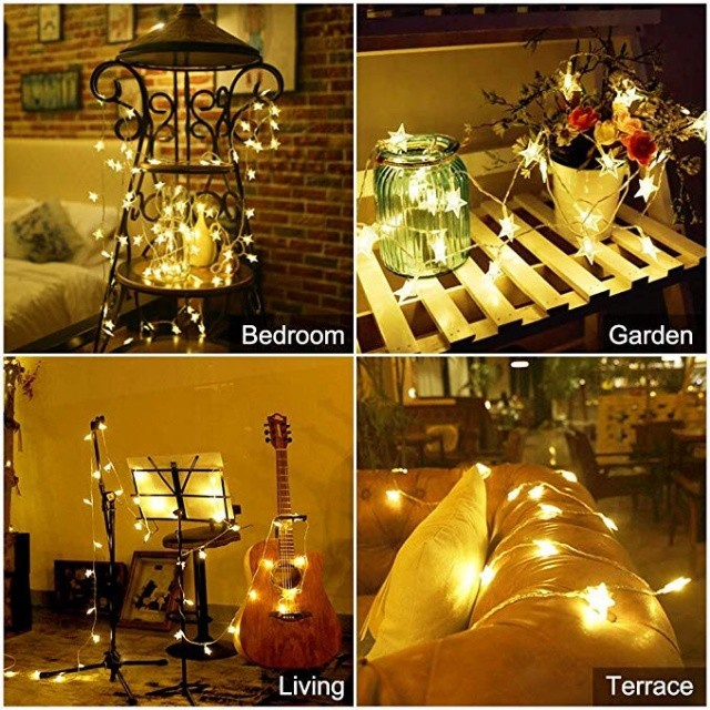 Luminária com usb Cordão Fio De Luz 20 Estrelas 4 Metros Led Decoração Natal